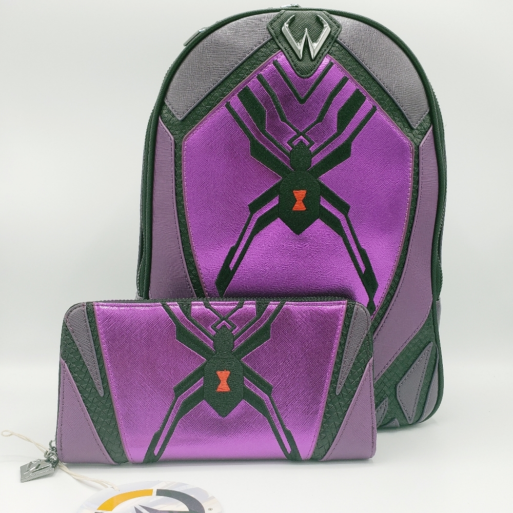 Loungefly Purple and Black Spider Backpack and Wallet Set